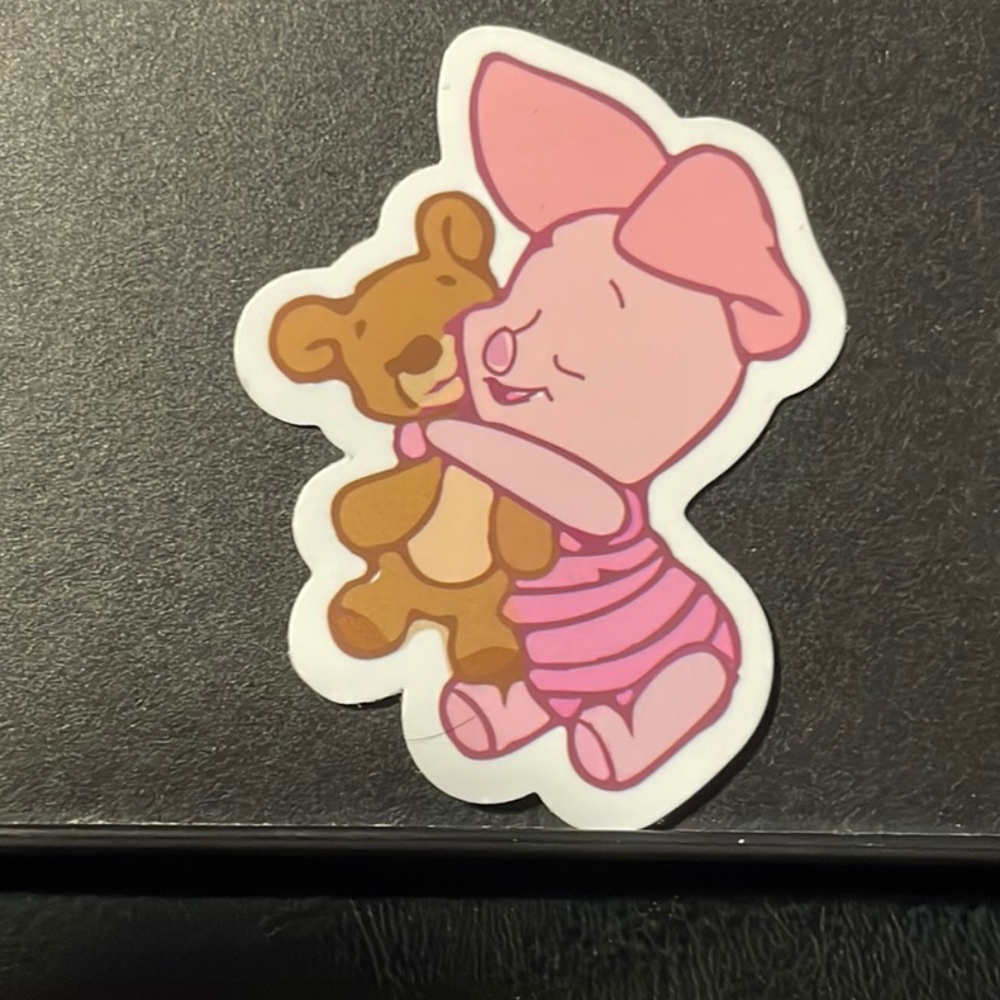BABY PIGLET WITH TEDDY BEAR STICKER